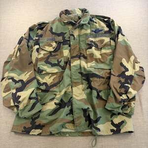 Vtg US Military Med Reg M-65 Field Jacket Woodland Camo M81 80s Cold Weather